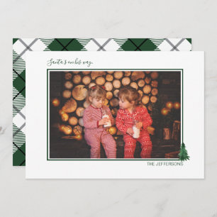 Niedliche Wasserfarbe Evergreen & Karierte Urlaubs Feiertagskarte