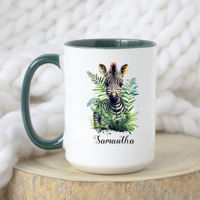 Niedliche Wasserfarbe Floral Baby Zebra Safari Tasse (Von Creator hochgeladen)