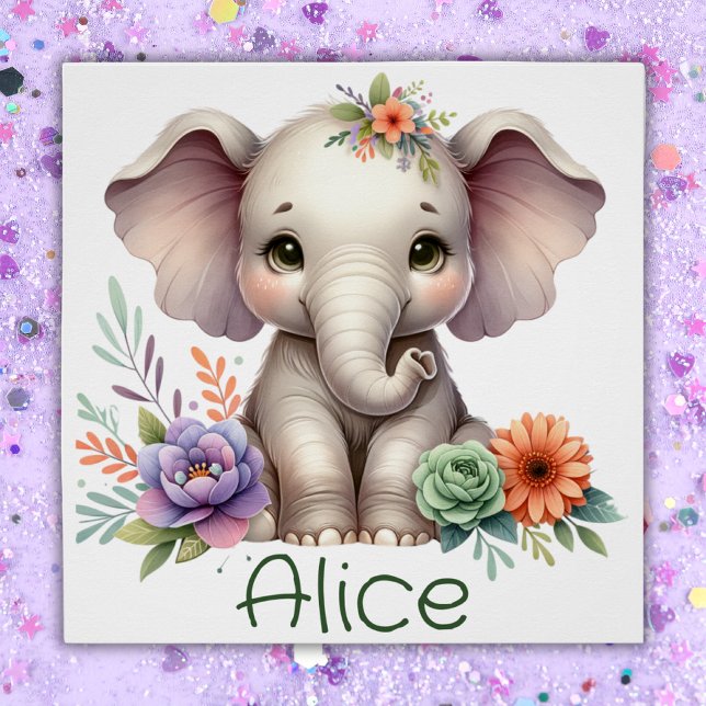 Niedliche Wasserfarbe für Elefanten mit Monogramm- Poster (Von Creator hochgeladen)