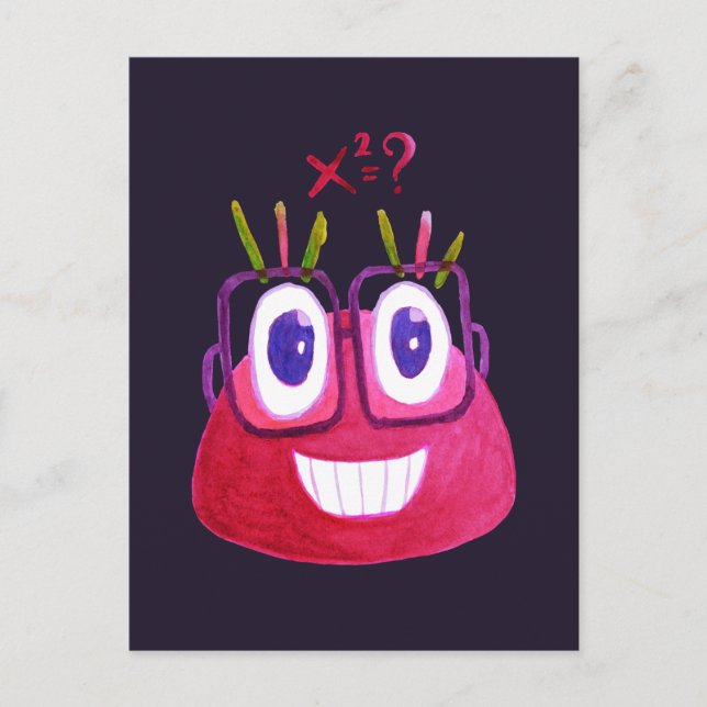 Niedliche Wasserfarbe Geek Candy Charakter Mathema Postkarte (Vorderseite)