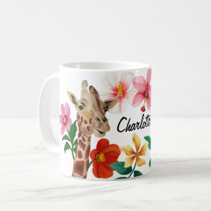 Niedliche Wasserfarbe Giraffe Name Kaffeetasse