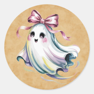 Niedliche Wasserfarbe Girl Ghost Geburtstagsmash Runder Aufkleber