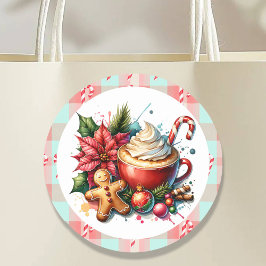 Niedliche Wasserfarbe Heiße Kakao, Süßigkeiten und Runder Aufkleber