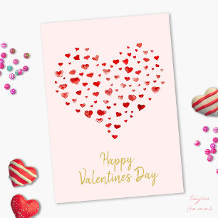 Niedliche Wasserfarbe Herzenslust Frohes Valentins Feiertagskarte