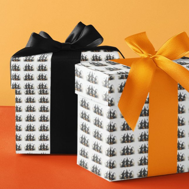 Niedliche Wasserfarbe Hexenkatze Kürbiskins Hallow Geschenkpapier (Von Creator hochgeladen)