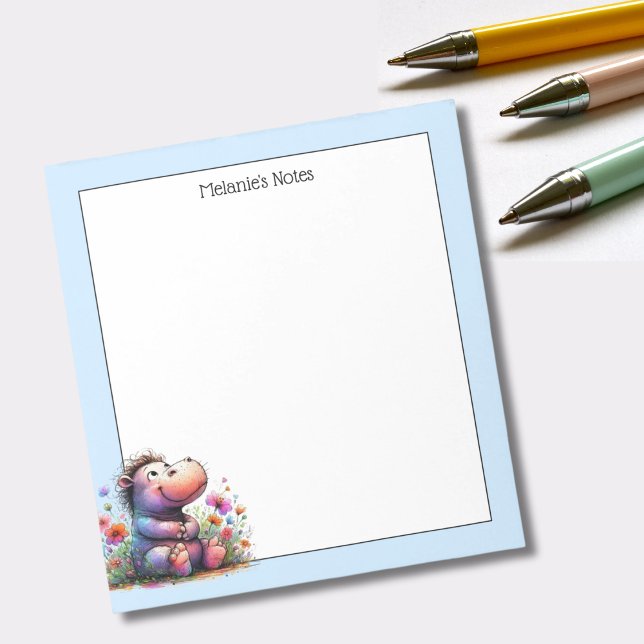 Niedliche Wasserfarbe Hippo Notizblock (Von Creator hochgeladen)