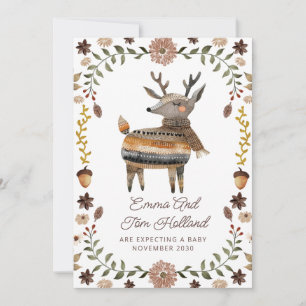 Niedliche Wasserfarbe Hirsche Gewitterschwangersch Ankündigung