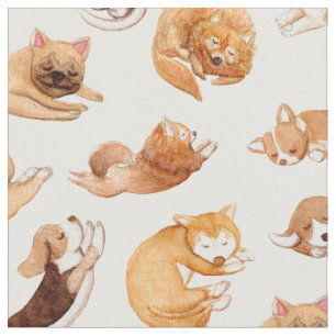 Niedliche Wasserfarbe Hunde Illustriertes Muster Stoff