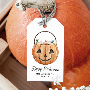 Niedliche Wasserfarbe Jack-O-Lantern Halloween Geschenkanhänger