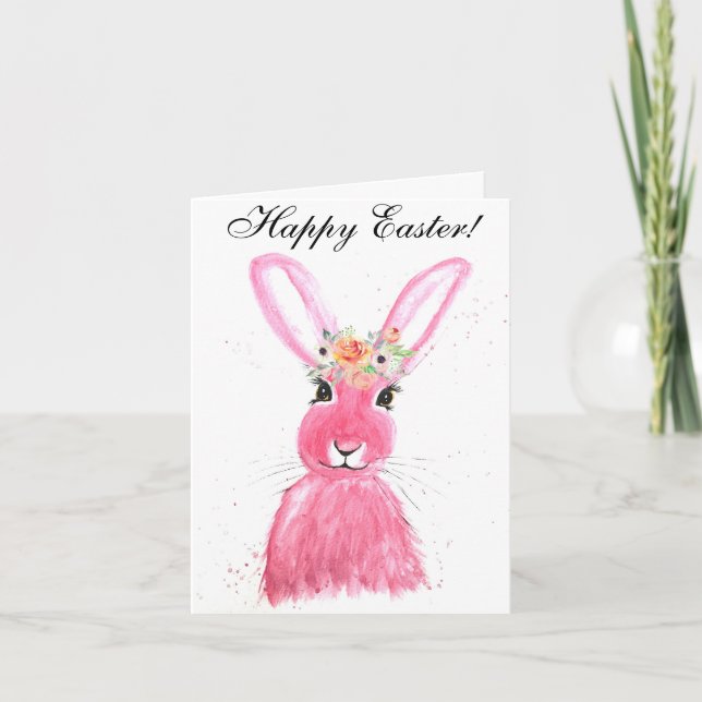 Niedliche Wasserfarbe Kaninchen Bunny Hare Osterbl Dankeskarte (Vorderseite)