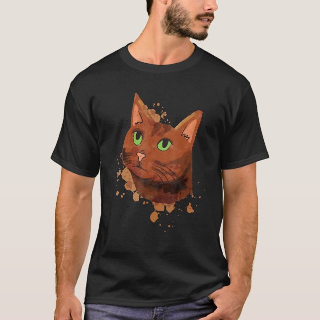 Niedliche Wasserfarbe Katze für braune Katze Farbi T-Shirt (Vorderseite)