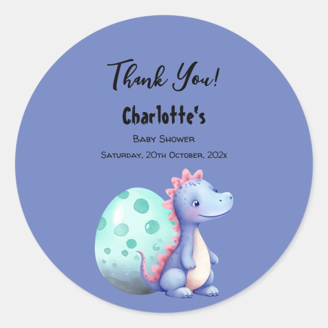 Niedliche Wasserfarbe Kleine Dinosaurier Babydusch Runder Aufkleber (Vorderseite)
