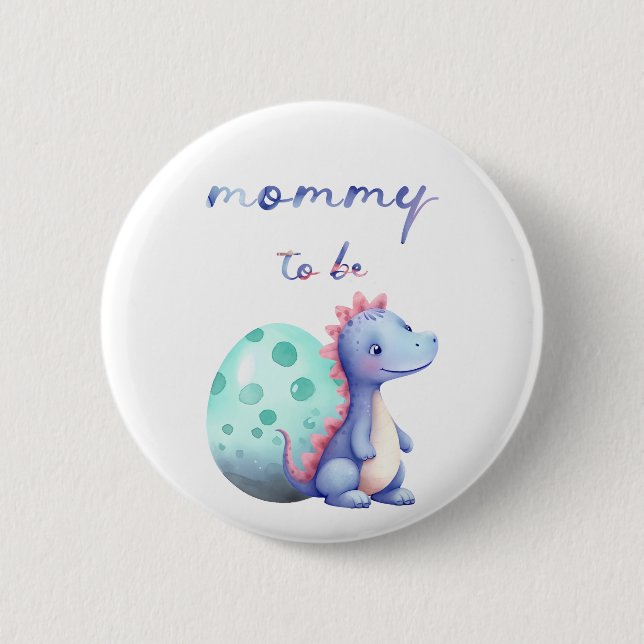 Niedliche Wasserfarbe Kleine Dinosaurier Mommy-to- Button (Vorderseite)