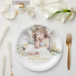 Niedliche Wasserfarbe Kleine Girl Engel Religiös Pappteller