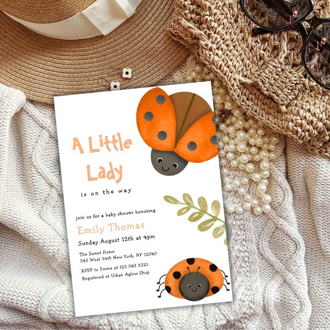 Niedliche Wasserfarbe Kleine Ladybug Babydusche Ei Einladung (Cute Watercolor Little Ladybug Baby Shower Invitat Invitation)