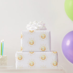 Niedliche Wasserfarbe Lächelnde Gelbsonne Kinder Geschenkpapier