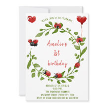 Niedliche Wasserfarbe Ladybug Einladung zum Geburt