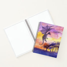 Niedliche Wasserfarbe Lila Zauberdrache Notizbuch