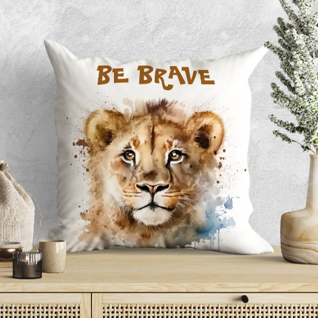 Niedliche Wasserfarbe Little Lion Motivation Kissen (Von Creator hochgeladen)