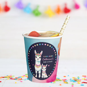 Niedliche Wasserfarbe Llama Mama Mexican Baby Dusc Pappbecher