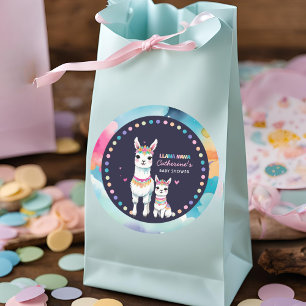 Niedliche Wasserfarbe Llama Mama Mexican Baby Dusc Runder Aufkleber