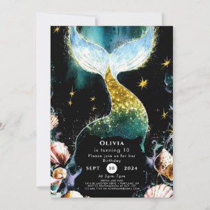 Niedliche Wasserfarbe Mermaid Geburtstag Einladung