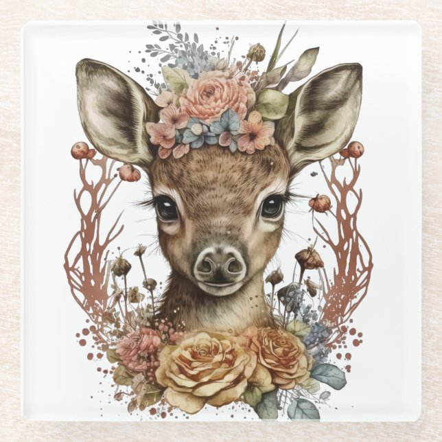 NIEDLICHE WASSERFARBE MIT WÜRDE VON BLUME GLASUNTERSETZER (Vorderseite)