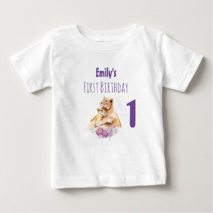 Niedliche Wasserfarbe Mutter Löwen & Cub Erster Ge Baby T-shirt