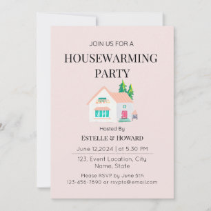 Niedliche Wasserfarbe Neue Zuhause Housewarming Pa Einladung