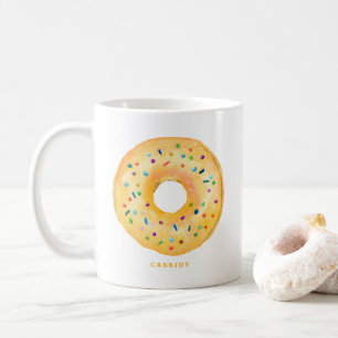 Niedliche Wasserfarbe Orange Donut Sprinkle Person Kaffeetasse