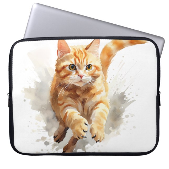 NIEDLICHE WASSERFARBE ORANGE TABBY KITTEN LAPTOPSCHUTZHÜLLE (Vorderseite)