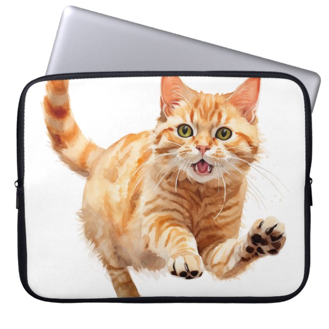 NIEDLICHE WASSERFARBE ORANGE TABBY KITTEN LAPTOPSCHUTZHÜLLE (Vorderseite)
