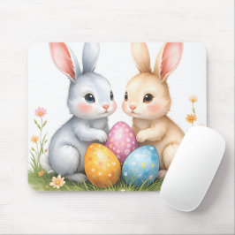 Niedliche Wasserfarbe Osterbrunnen Happy Oster Mousepad