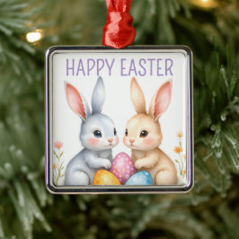 Niedliche Wasserfarbe Osterbrunnen Happy Oster Ornament Aus Metall