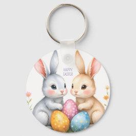 Niedliche Wasserfarbe Osterbrunnen Happy Oster Schlüsselanhänger