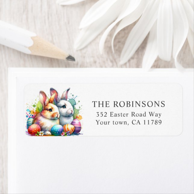 Niedliche Wasserfarbe Ostern Sonnige Rücksendeadre (Insitu)