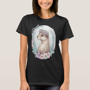Niedliche Wasserfarbe Otter Blume Crown Floral Boh T-Shirt
