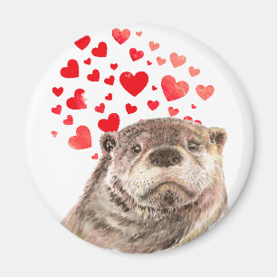 Niedliche Wasserfarbe Otter Herz Liebe Tierischer  Magnet
