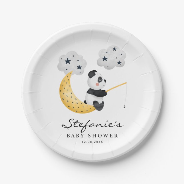 Niedliche Wasserfarbe Panda Twinkle Twinkle Kinder Pappteller (Vorderseite)