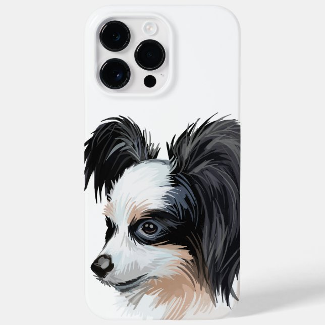 NIEDLICHE WASSERFARBE PAPILLON-SCHWARZ-WEISSE HUND Case-Mate iPhone HÜLLE (Rückseite)