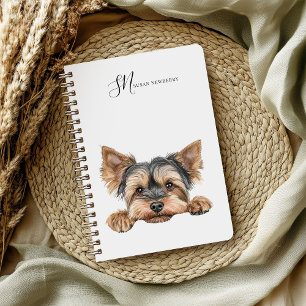 Niedliche Wasserfarbe Peeking Yorkie Personalisier Notizblock