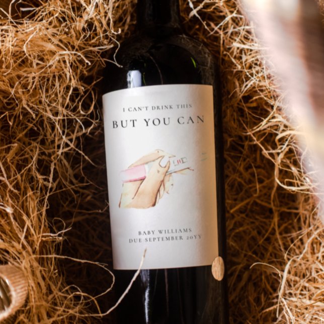 Niedliche Wasserfarbe Personalisiert Schwangerscha Weinetikett (Von Creator hochgeladen)