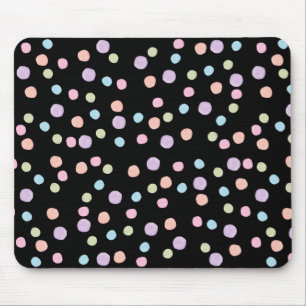 Niedliche Wasserfarbe Polka Dot farbiges Schwarzes Mousepad