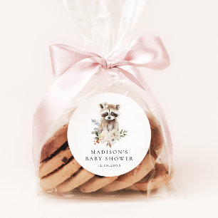 Niedliche Wasserfarbe Raccoon Winter Babydusche Runder Aufkleber