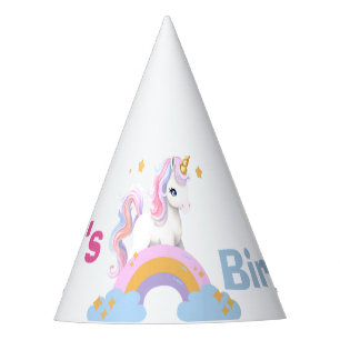 Niedliche Wasserfarbe Regenbogen Einhorn Geburtsta Partyhütchen