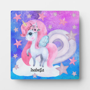Niedliche Wasserfarbe Regenbogen Einhorn Personali Fotoplatte