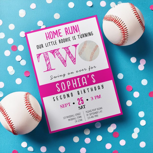 Niedliche Wasserfarbe Rookie Baseball Girl Einladung (Von Creator hochgeladen)