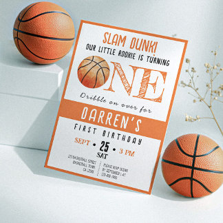 Niedliche Wasserfarbe Rookie Basketball 1. Geburts Einladung