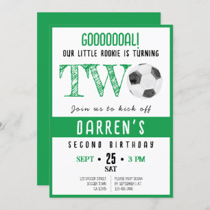 Niedliche Wasserfarbe Rookie Fußball Grün 2. Gebur Einladung