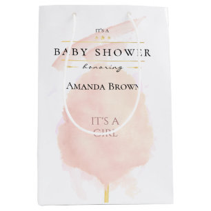 Niedliche Wasserfarbe Rosa Cotton Candy Baby Dusch Mittlere Geschenktüte